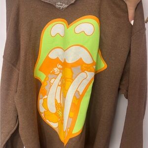 Rolling Stones Brown Sweatshirt with Vibrant Graphic